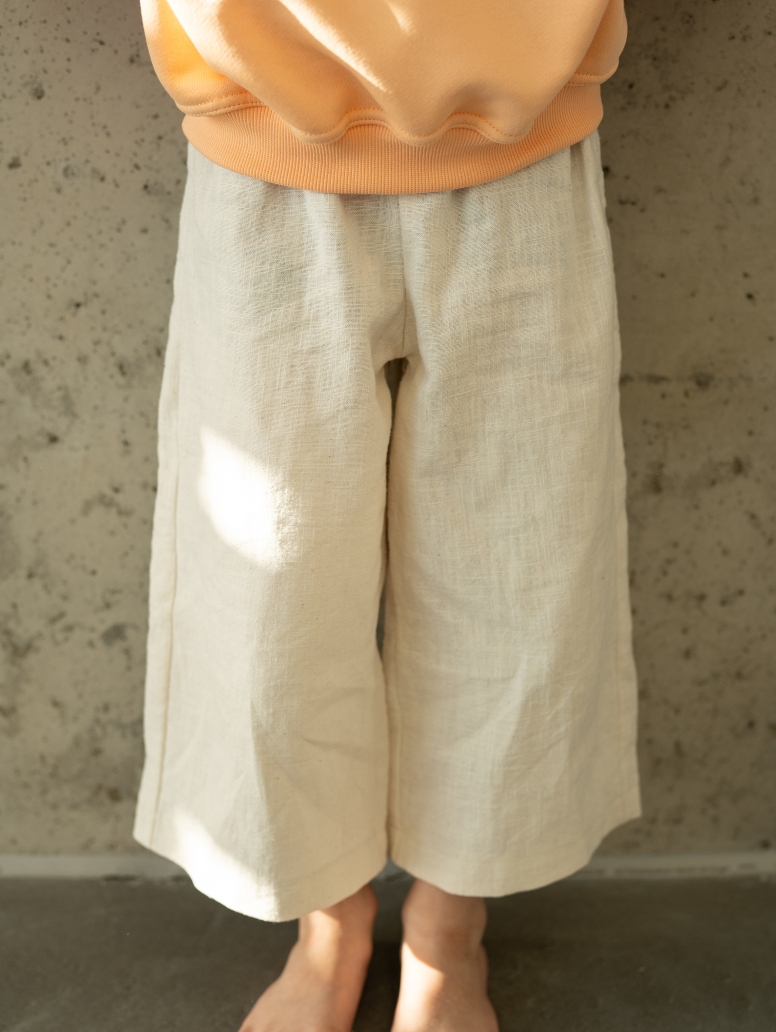 spodnie culottes lniane dla dziecka handmade