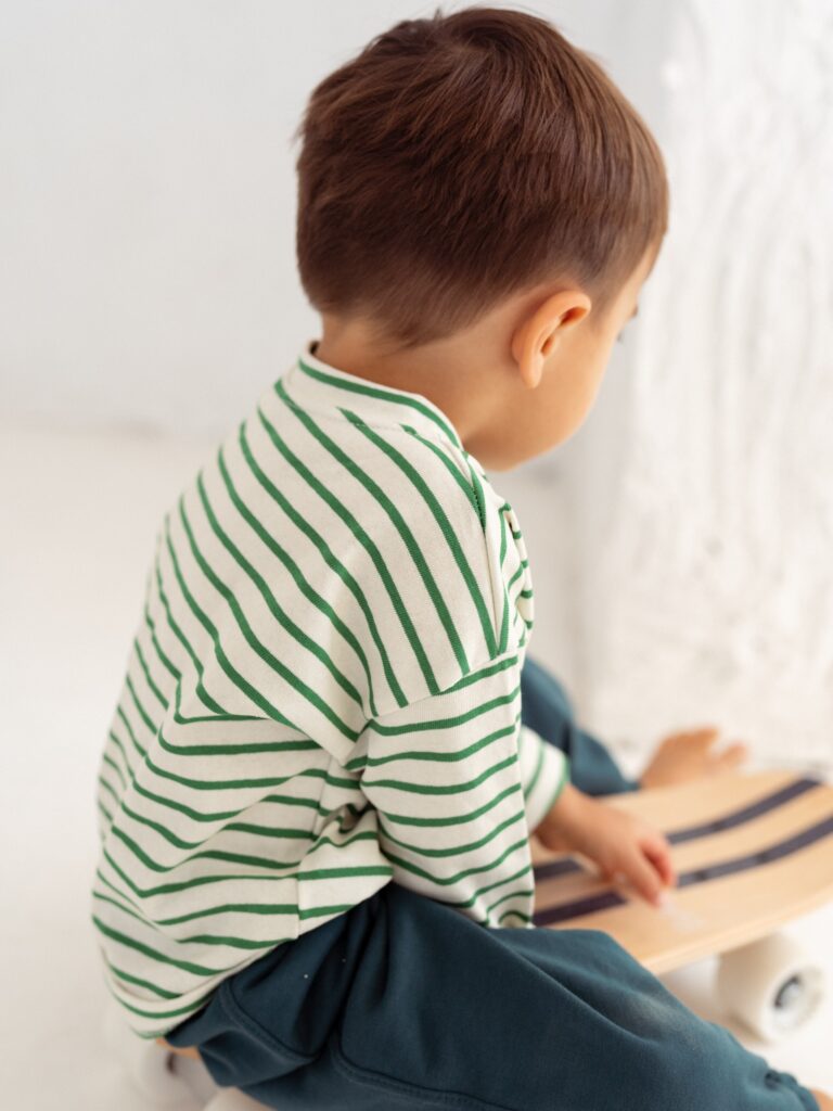 Longsleeve Green - bluza w paski dla niemowlaka i dzieci 1