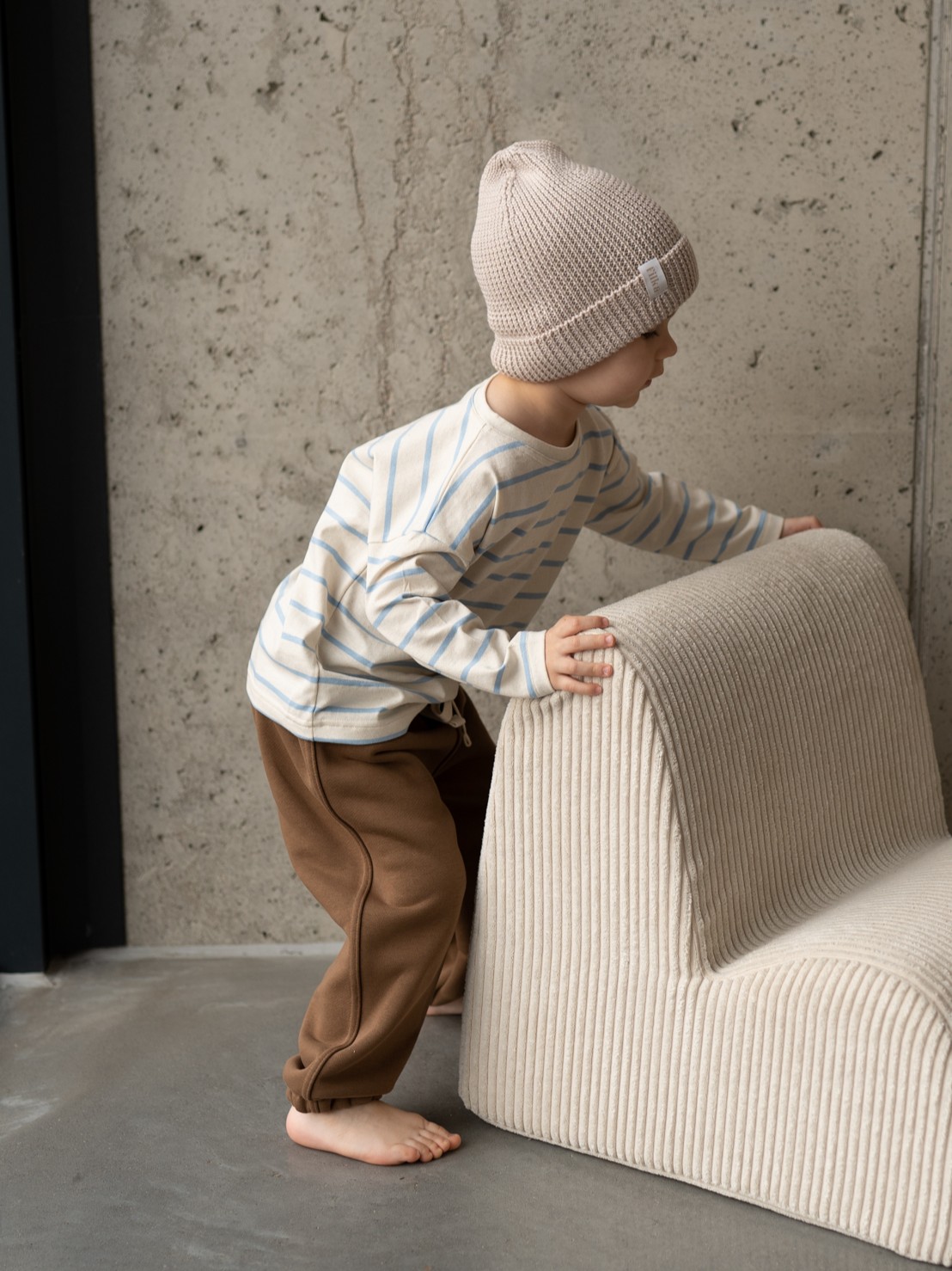 Longsleeve Dziecięcy Sky Stripe – 100% Bawełny w Paski Baby Blue - obrazek 3