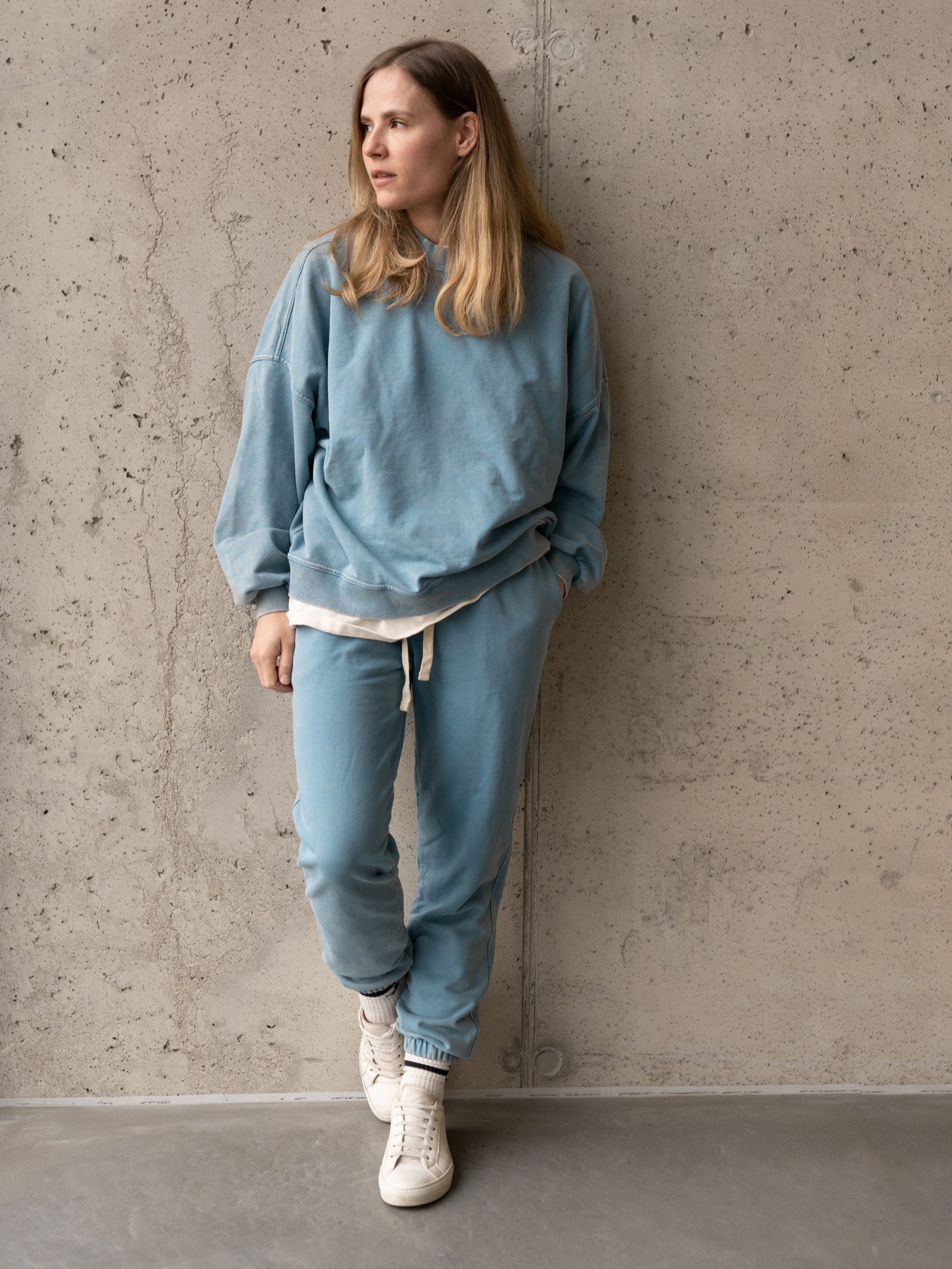 Bluza Damska Oversize Storm Blue – 100% Bawełna z Efektem Vintage